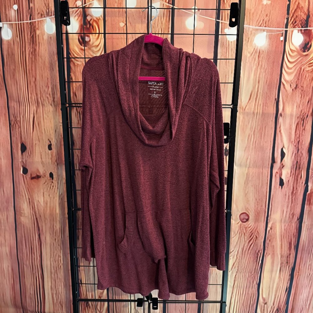 Torrid - Super Soft Plush Cowl Neck Sweater - Burgundy - 3x